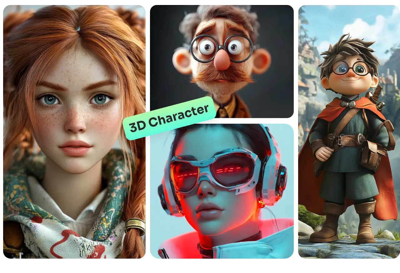 quatro personagens 3d de fantasia criados no aiease 3d character creator