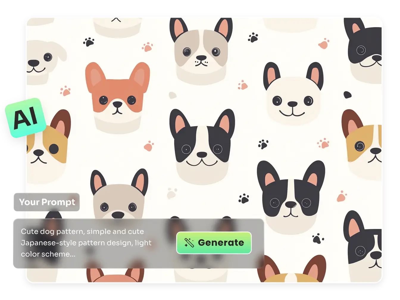 generate cute animal patterns from text prompt in AI Ease's online AI pattern generator