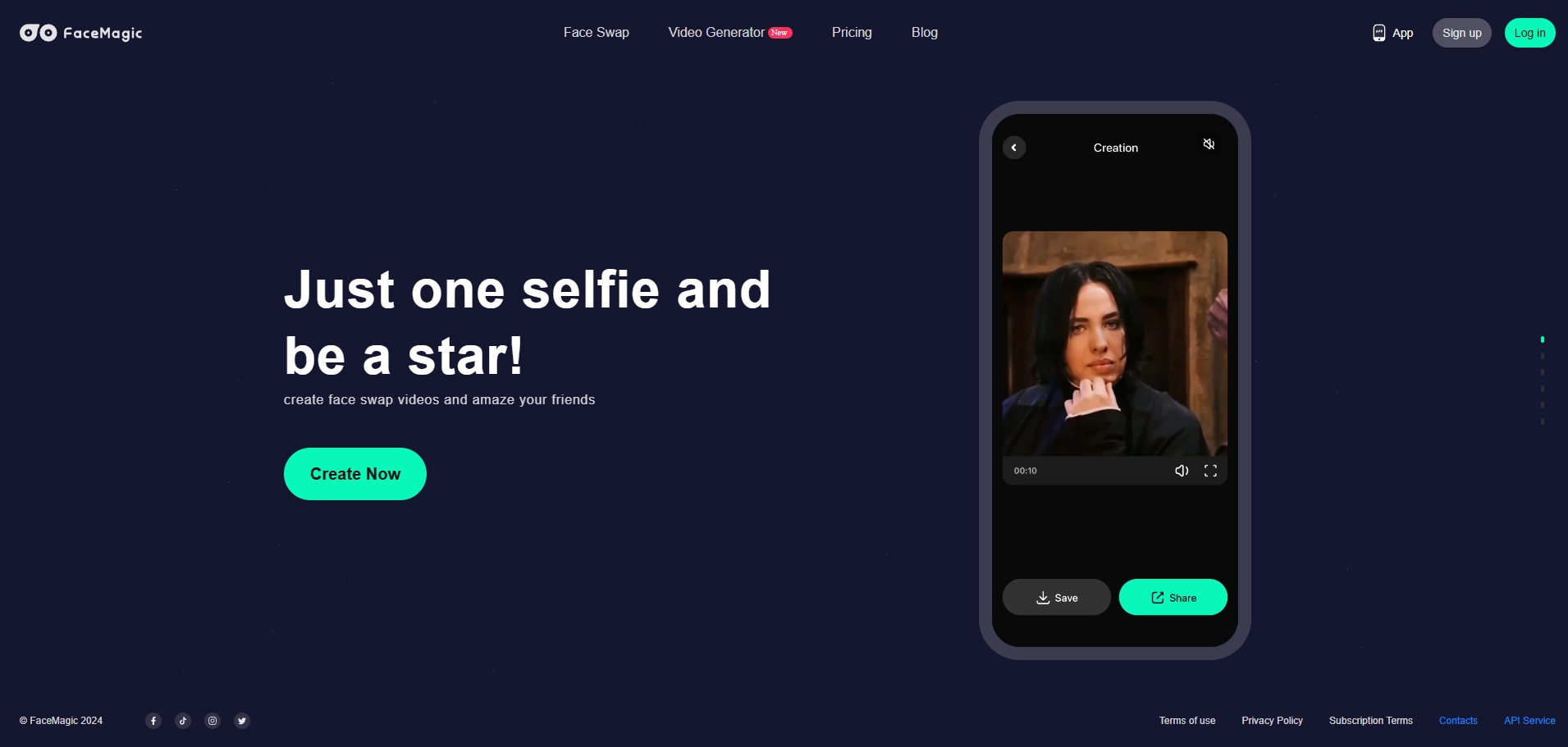 interface of face magic ai faceswap tool