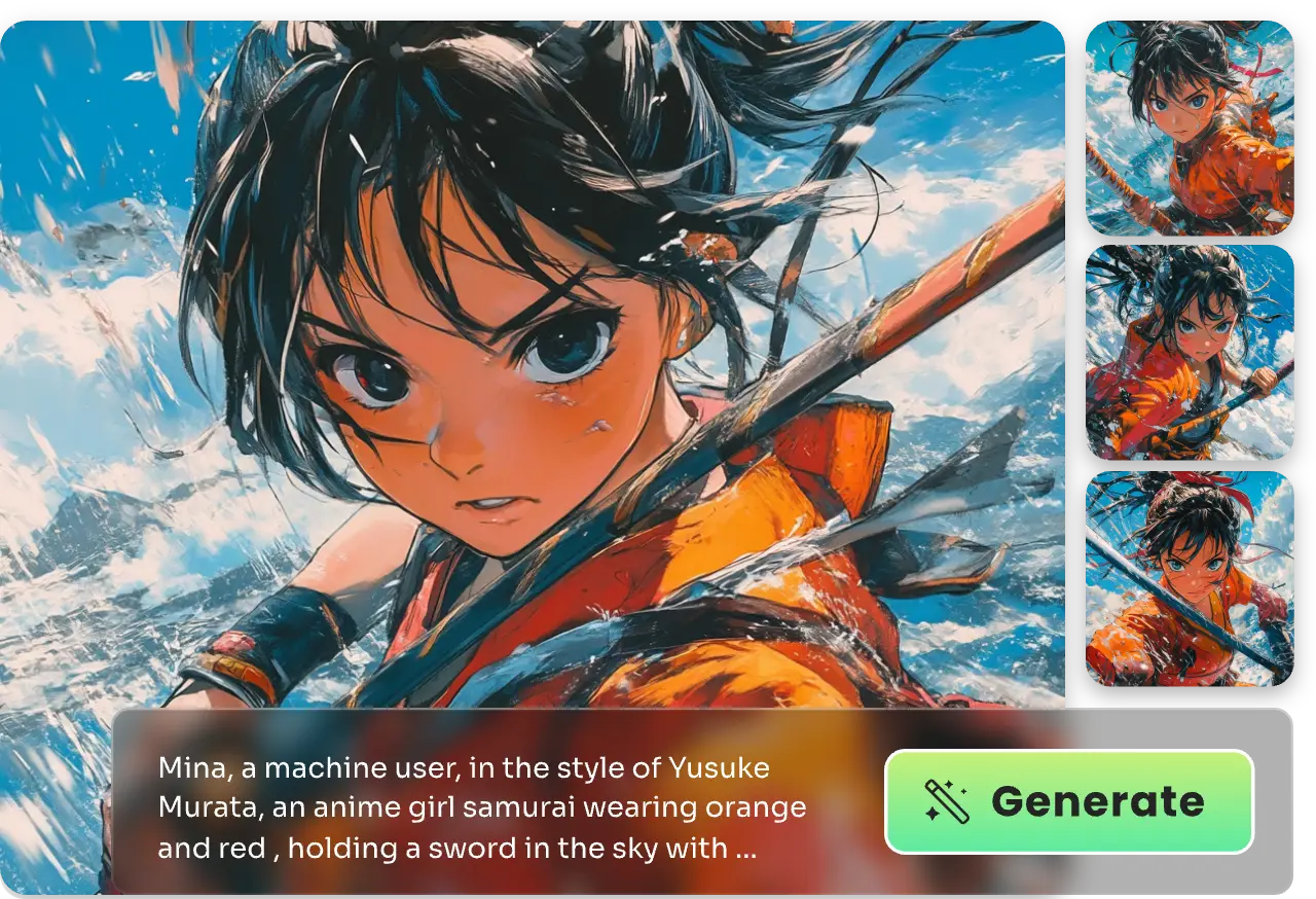 make four consistent animation characters with a photo and prompt in aiease image to image ai