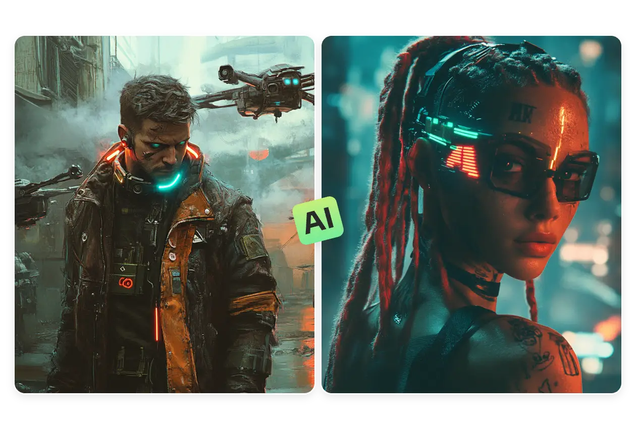 male and female cyberpunk characters