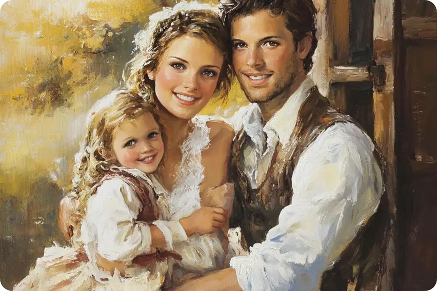 oil painting family photos make by ai ease family photos generator