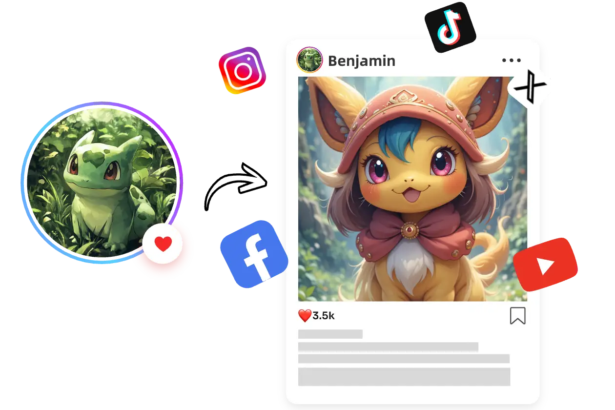 post ai generated pokemon creature image on social media