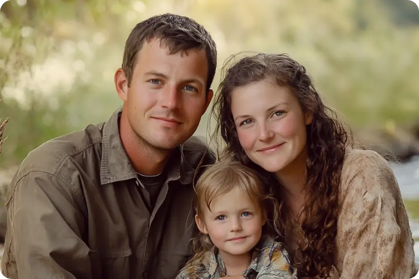 realistic ai family photos of three people made by ai ease
