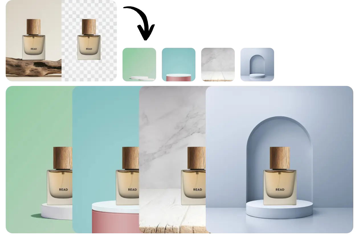 remover e substituir fundos de imagens de perfumes no removedor de fundos online AI Ease