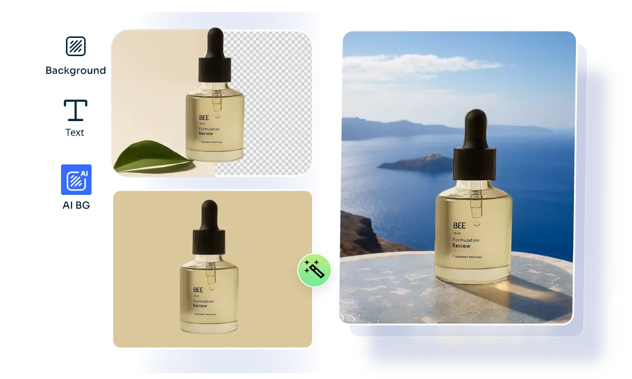 remover e substituir o fundo da imagem do produto e adicionar sombra à imagem do produto no AI Ease
