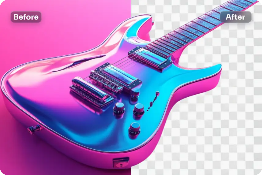 remover o fundo de uma imagem de uma guitarra eletrónica em cor gradiente