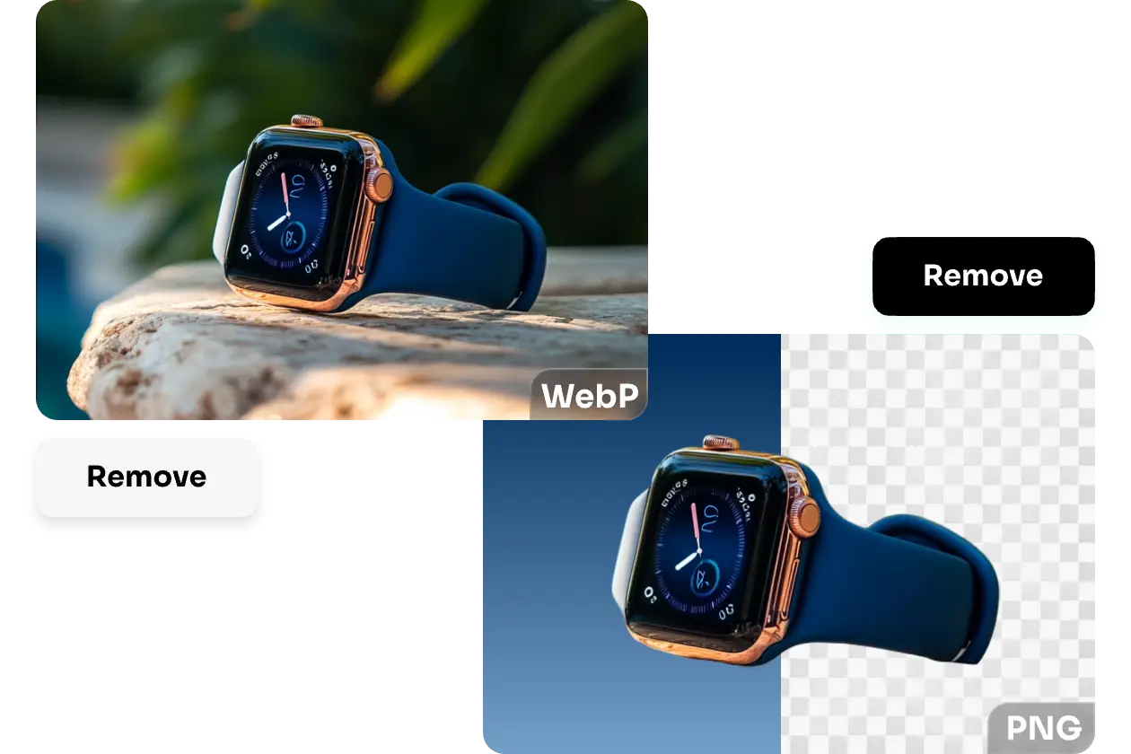 remover o fundo de uma imagem de relógio webp e guardar como png transparente no AI Ease