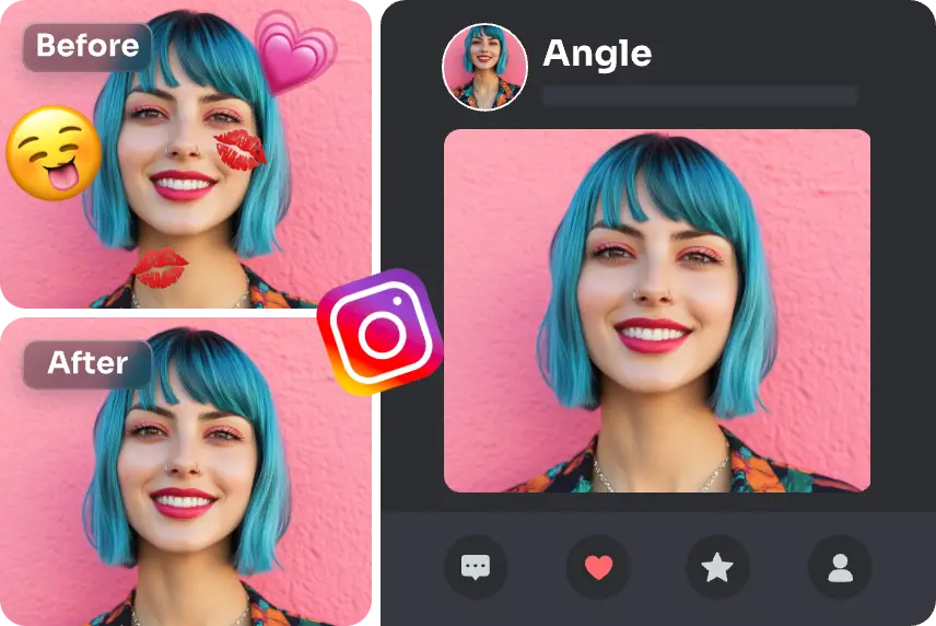 remove emojis and stickers from social media post images for a clean look