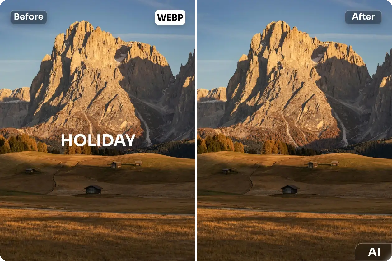 supprimer le texte d'un paysage de montagne photo webp