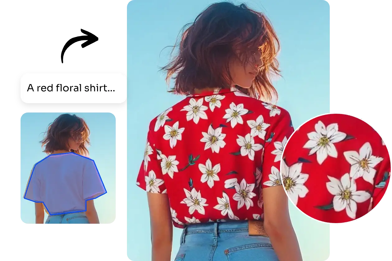 reemplaza y rellena la ropa de niña con el rellenador ai de fotos de AI Ease