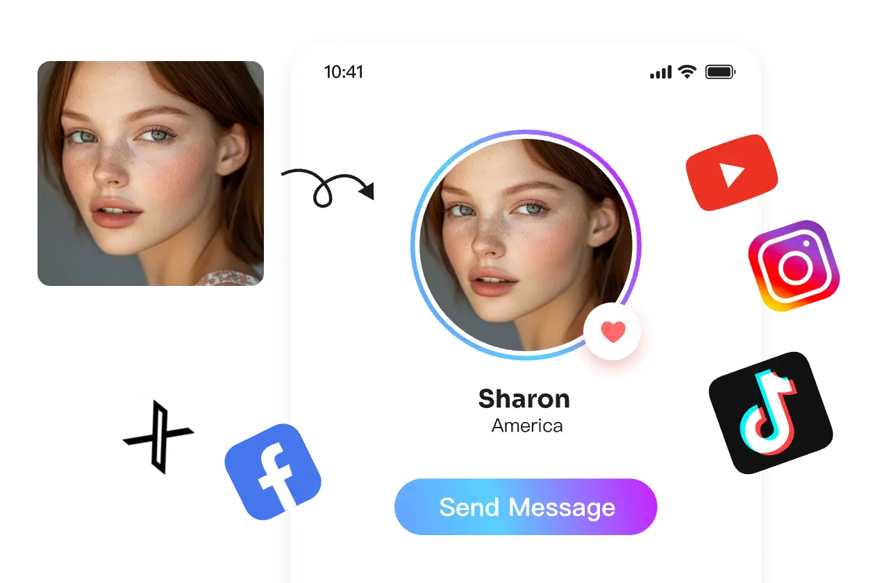 set ai generated influencer image as social media avatar