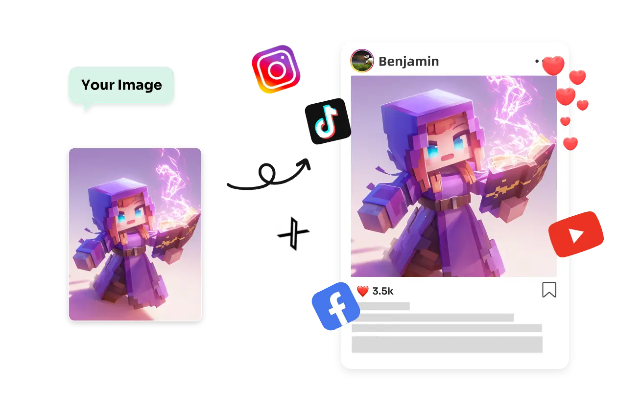 share minecraft ai images on social media or forums