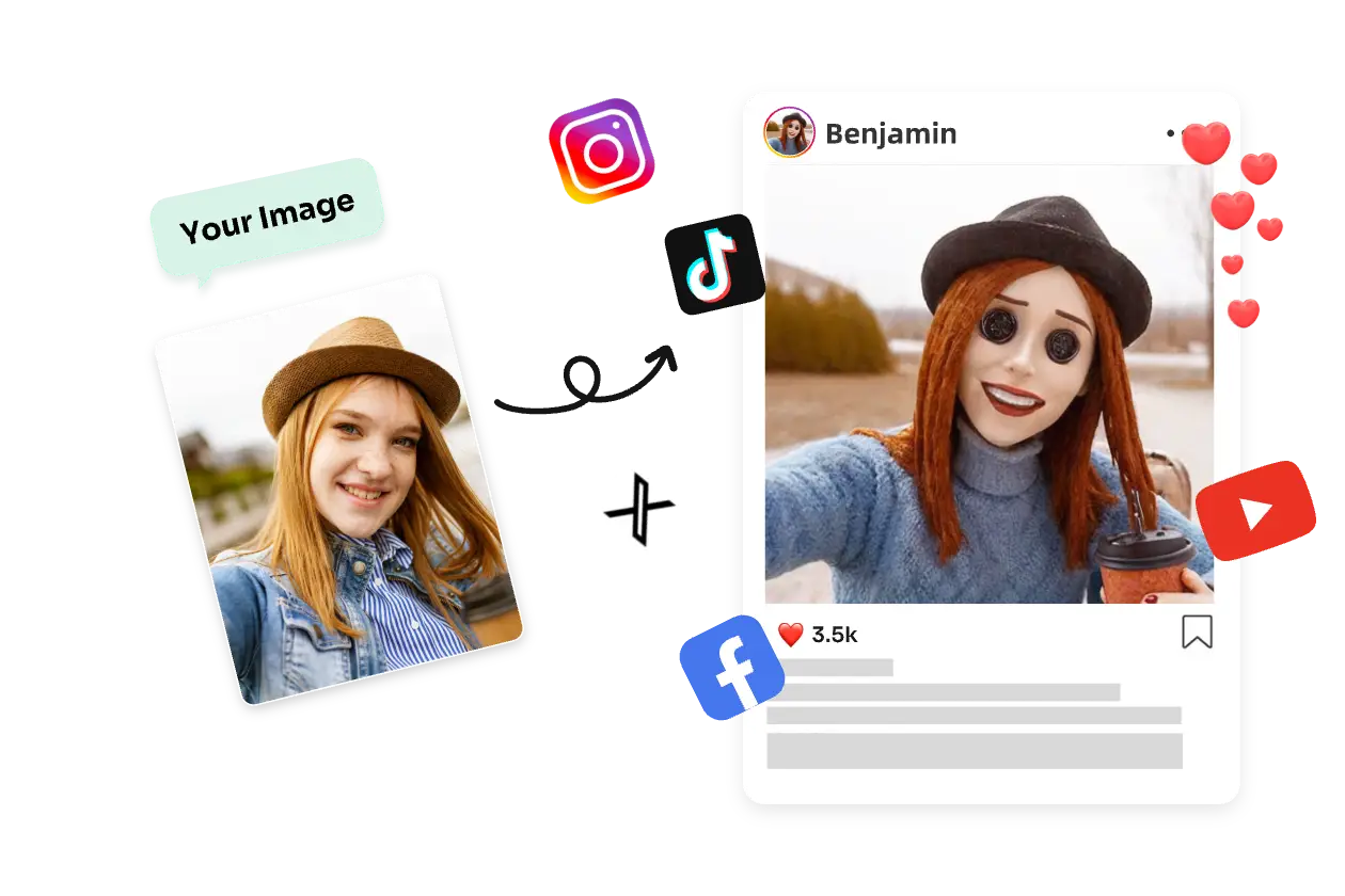 share pictures generated by ai caroline filter on social media