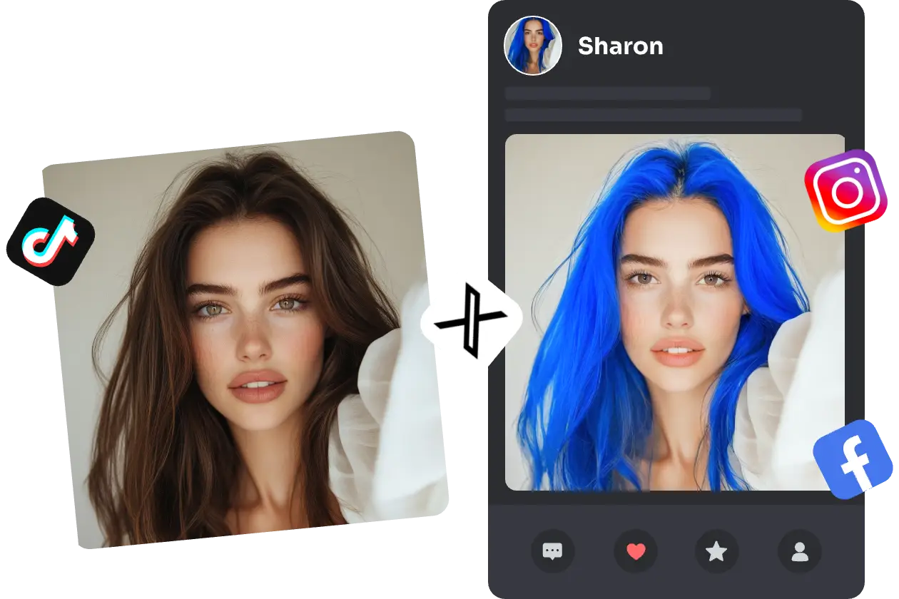 comparte la foto generada por el filtro de pelo azul en las redes sociales
