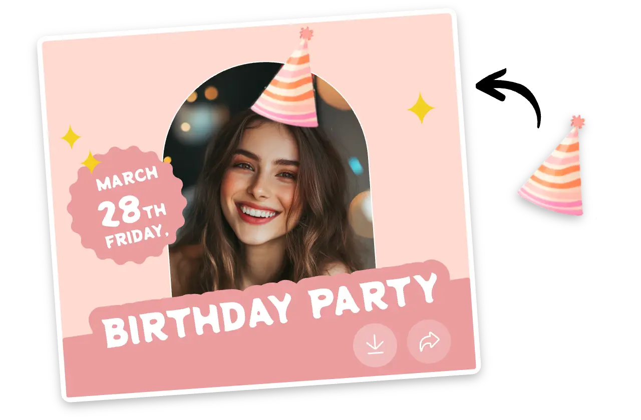 share your birthday hat picture on social media