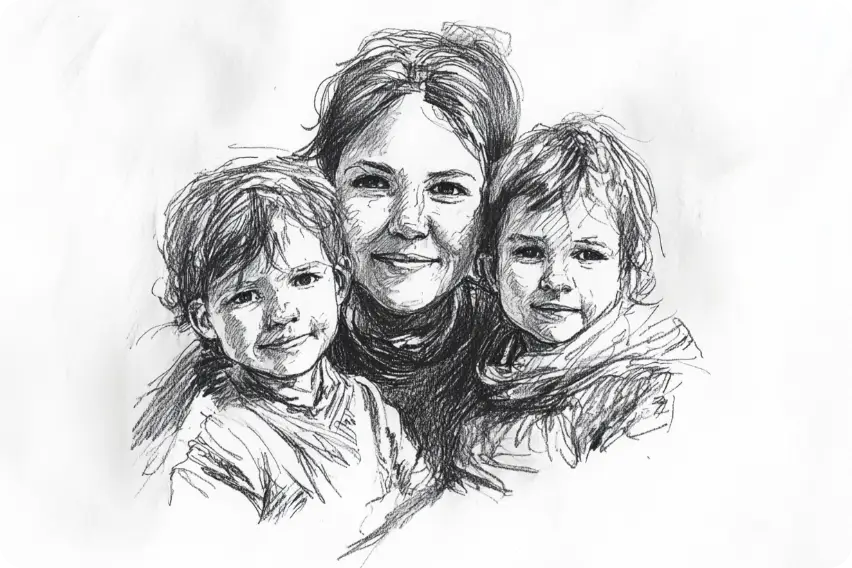 sketch family photos make by ai ease family photos generator