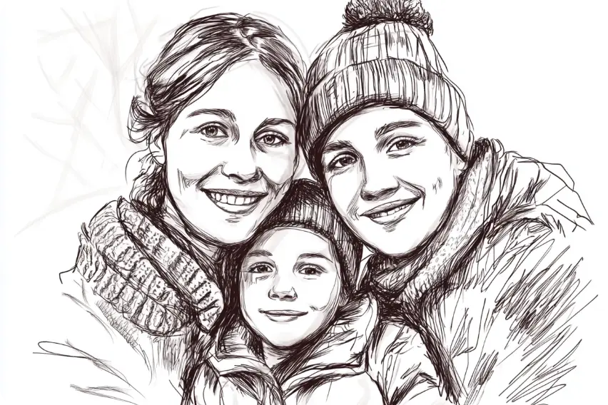 a sketch ai family photos create by ai ease photo family maker