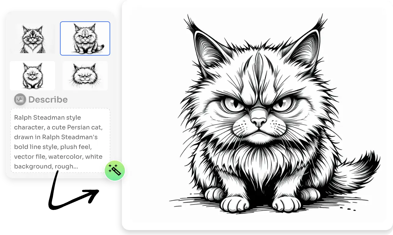 esboço de gato gerado pelo gerador de esboços do AI Ease