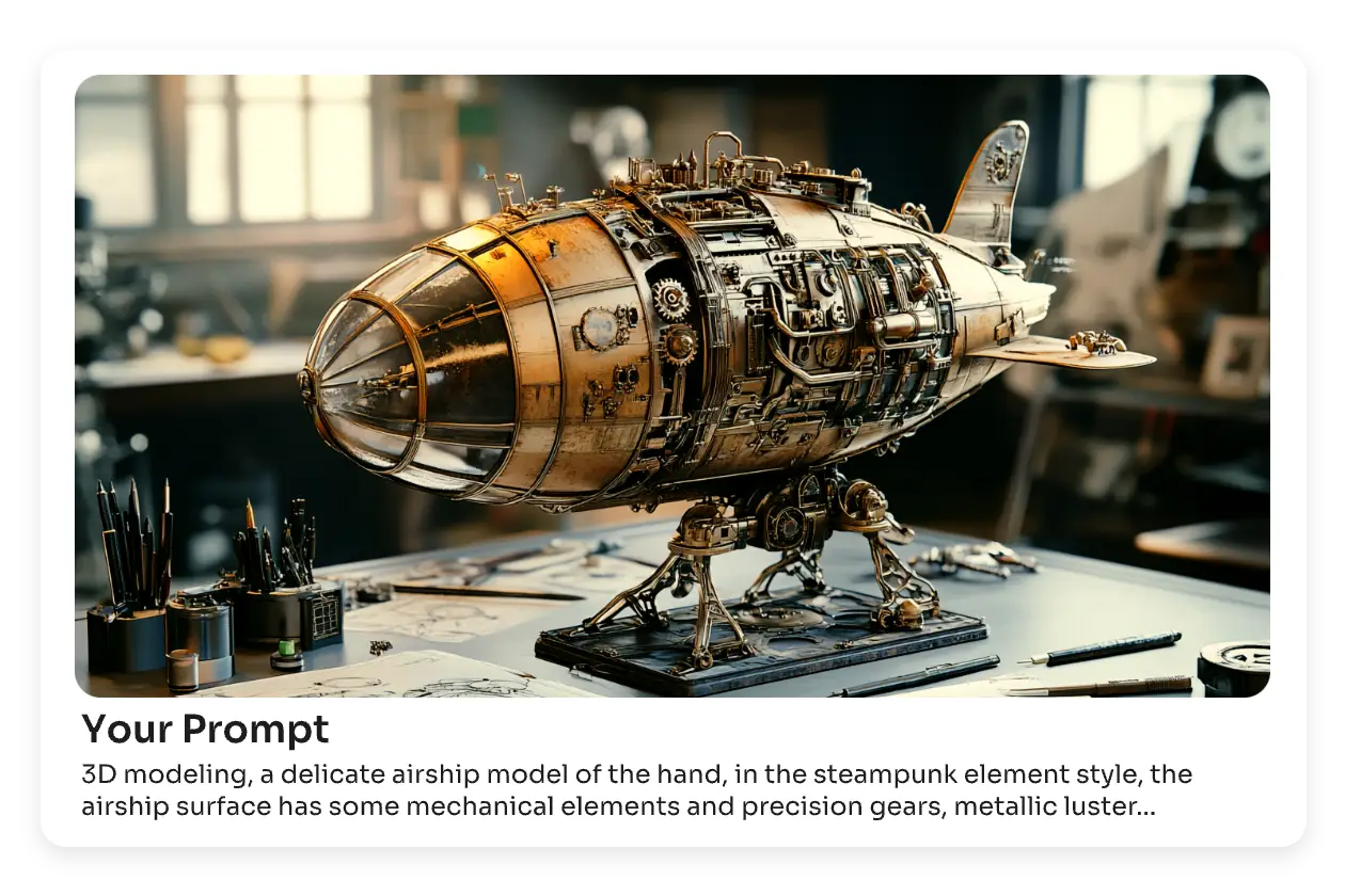 steampunk ai generated 3d airship model