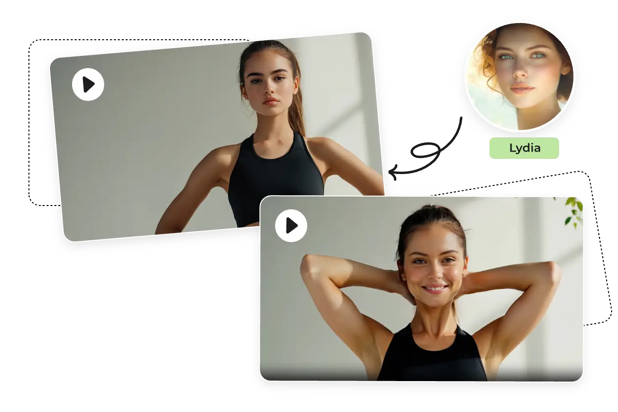 swap face with a woman fitting coach in a video using ai ease free video face swap tool