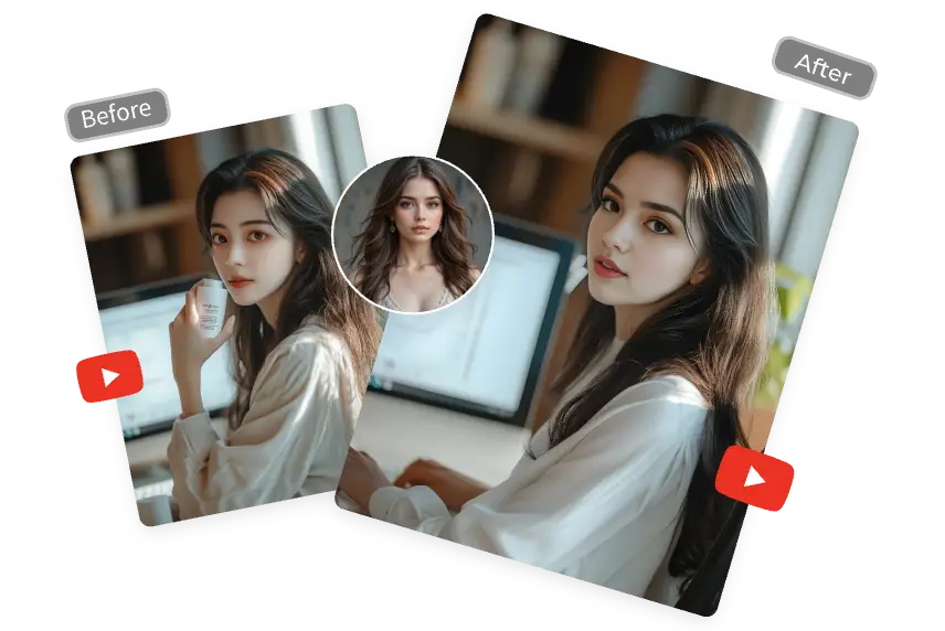 swap face with a woman promoting products youtube video