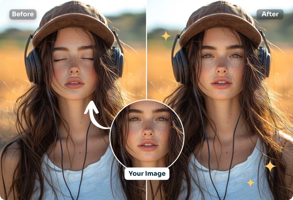 swap heads in two female portraits with ai ease free head swap tool