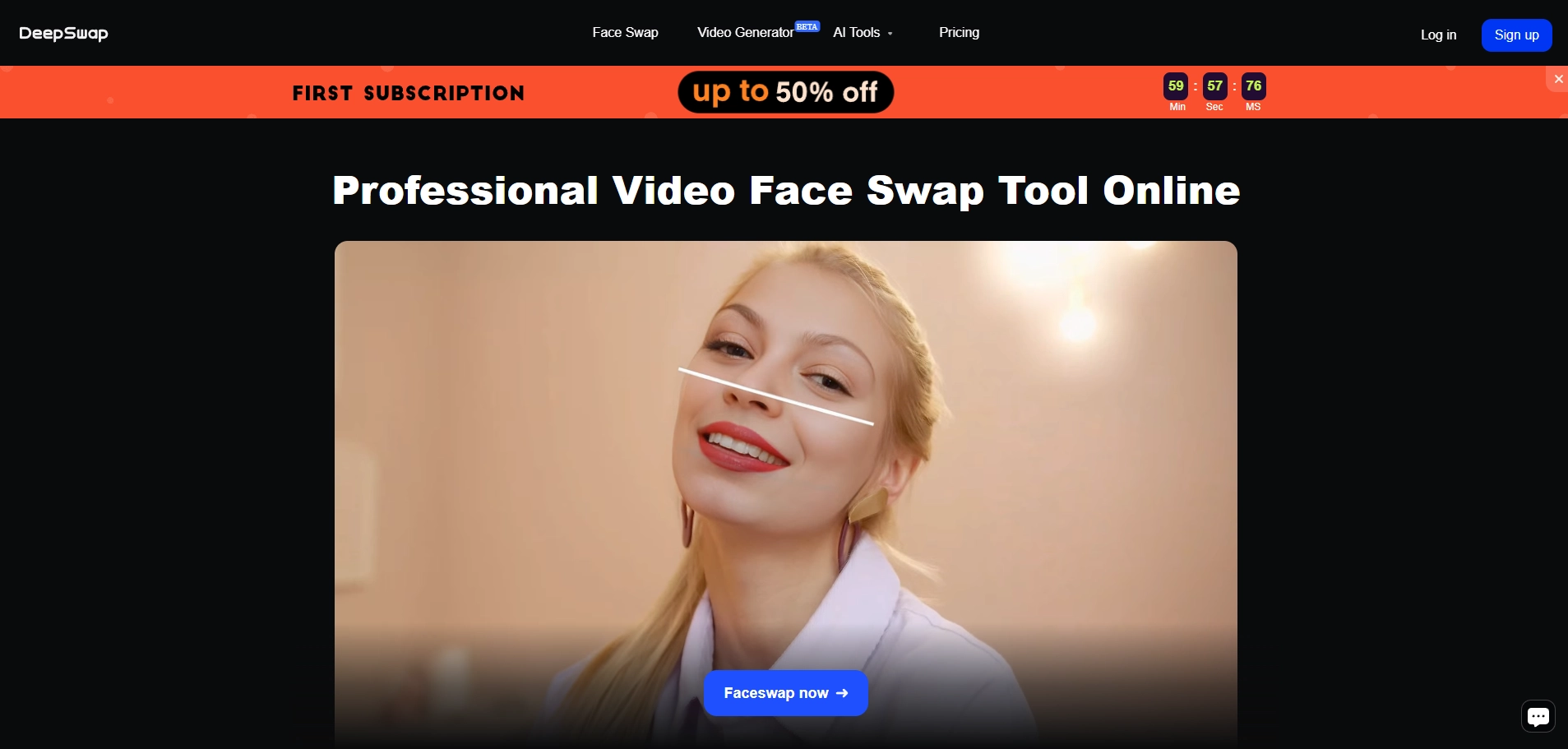 the interface of deepswap free ai video face swap tool