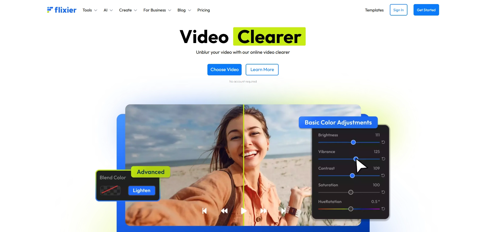 the interface of flixier online video blur remover
