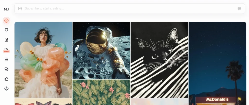 die Schnittstelle von midjourney ai pictures maker