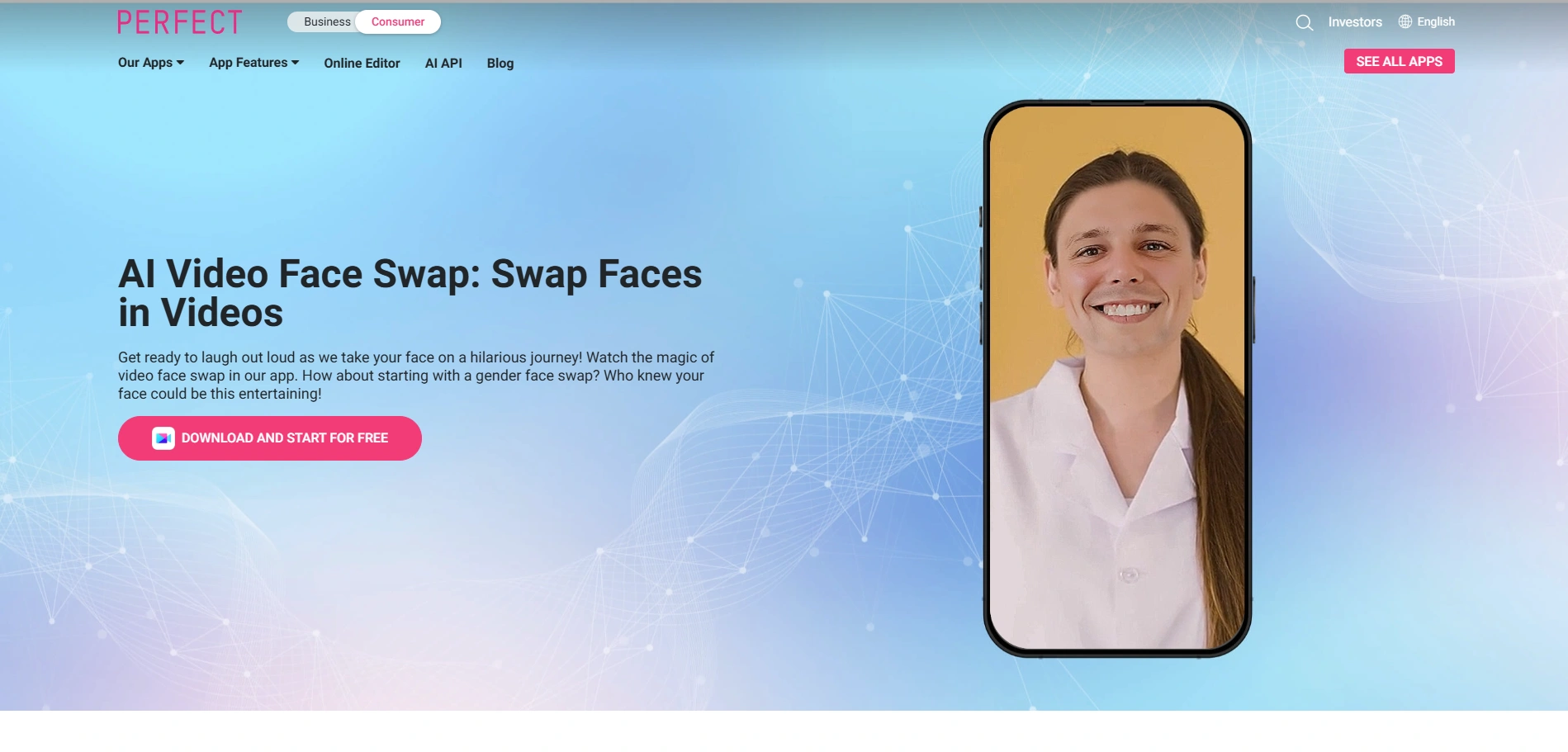 the interface of youcam perfect ai video face swap
