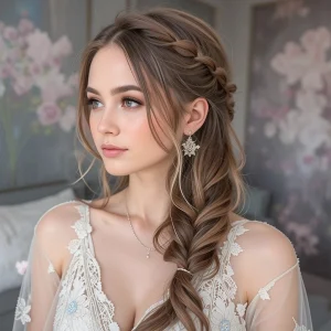 the pictures of a girl with a boho dream prom hairstyle