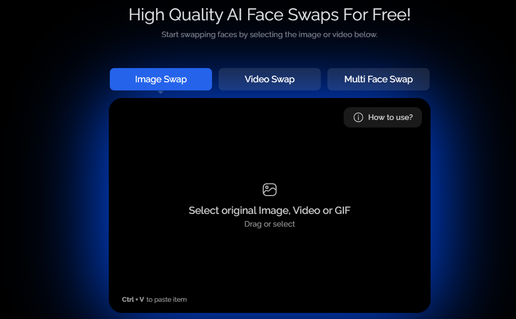 顔交換アプリ「deepswapper」のウェブサイト・インターフェース