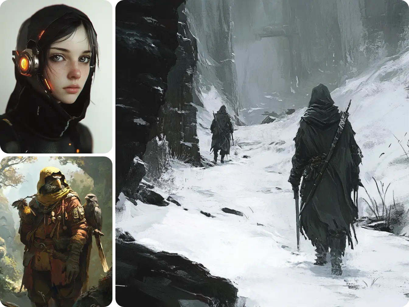 three ai concept art images generated by ai ease