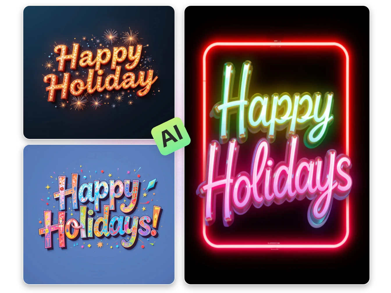 tres palabras artísticas hechas en aiease word art generator