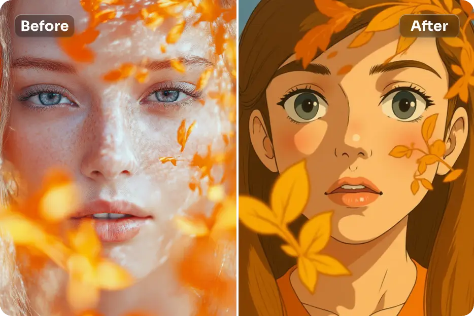 convierte un bello retrato de mujer en ghibi con aiease ai style transfer tool