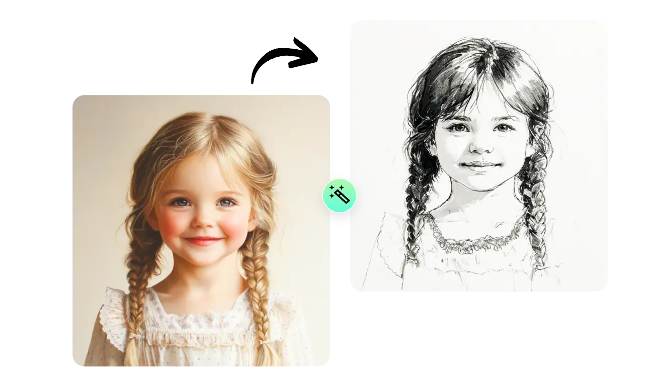 AI Easeで少女画像を線画風にする