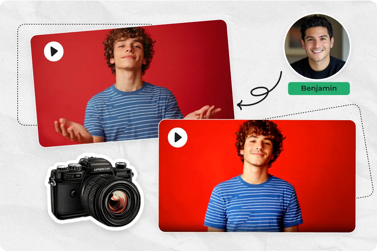 upload a male portrait and swap face with a curly hair boy in polo shirt video
