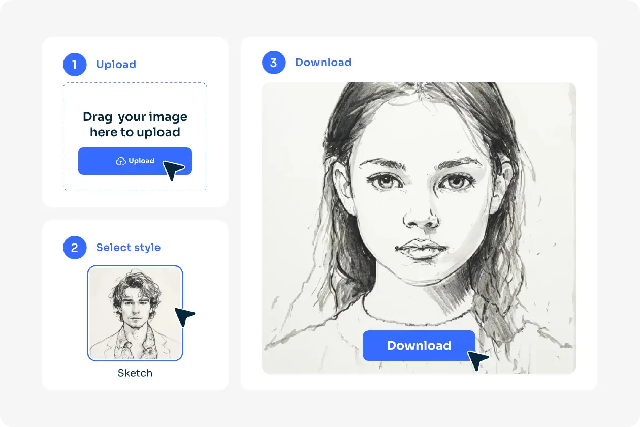 upload image and choose sketch style with ai ease stencil maker