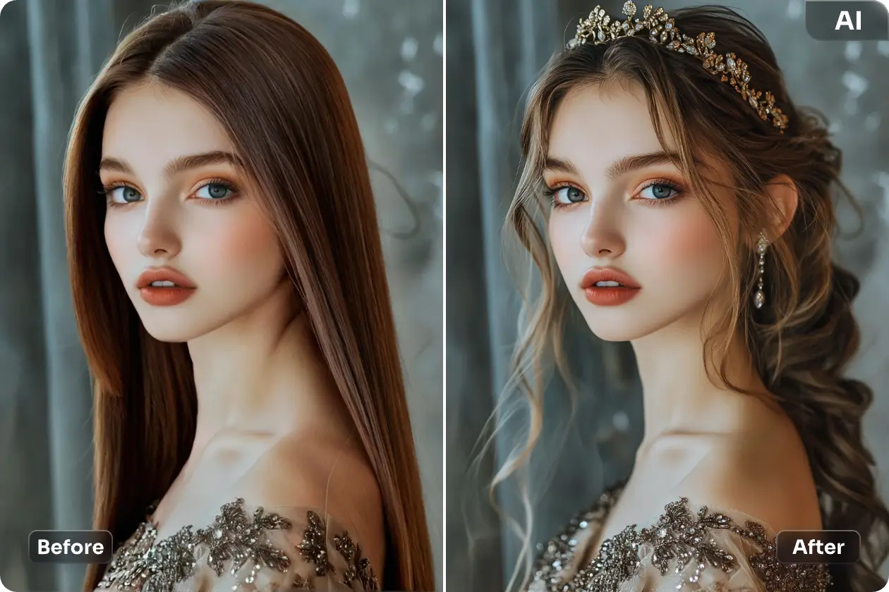 upload your selfie into ai ease prom hairstyle simulator