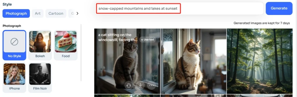 visit ai image generator and enter text prompts on the box