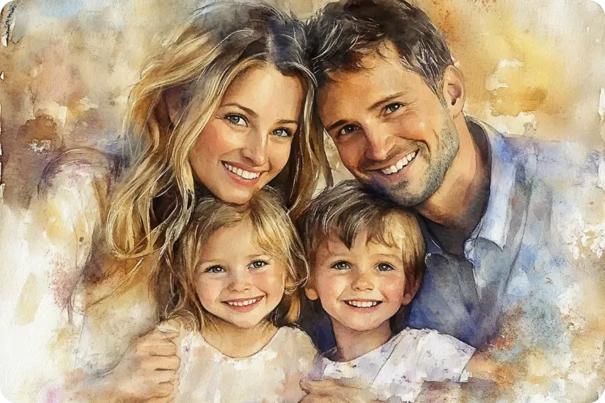ai family photos of watercolor by ai ease family photos generator