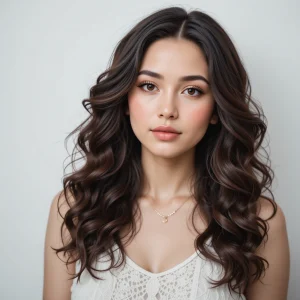 a beatiful women with french length waves with volume