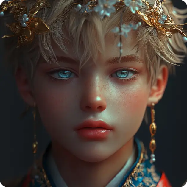 a beautiful anime boy with earrings made in aiease ai boy generator