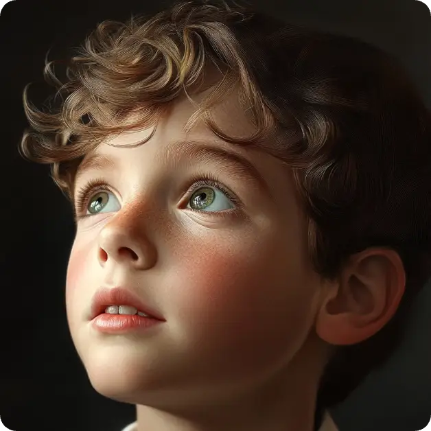 a realistic boy image with brown and curly hair made in aiease ai boy generator