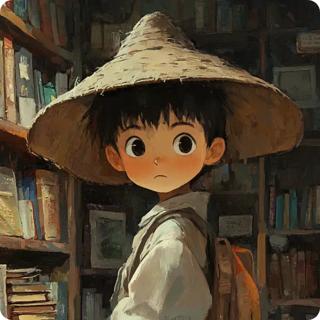 a studio ghibli style boy character with a hat made in aiease ai boy generator