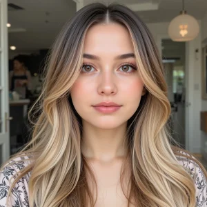 a woman with layered medium hair