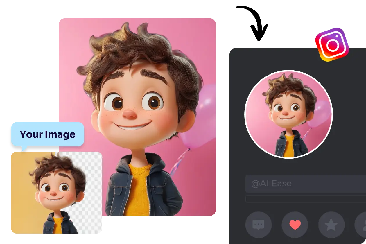 add aesthetic pink background to a 3d cartoon boy image