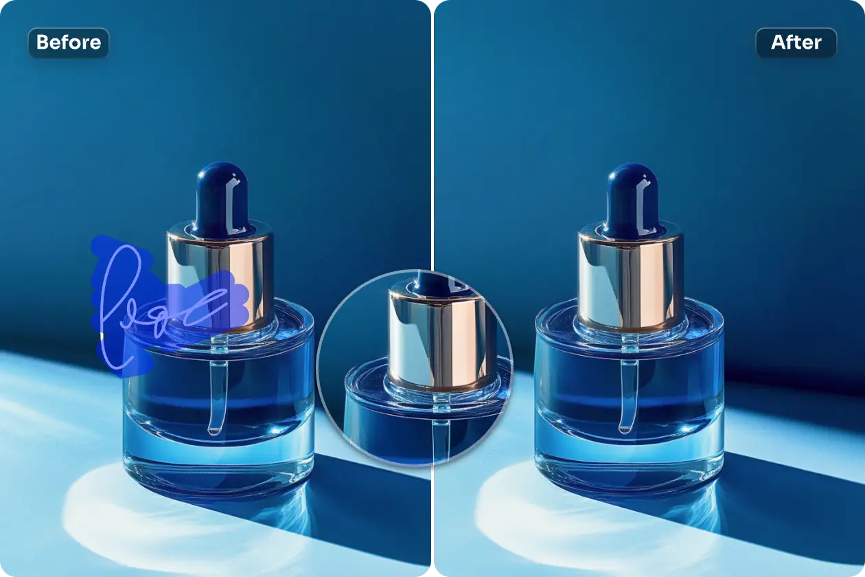 logo watermark removal from a perfume bottle image