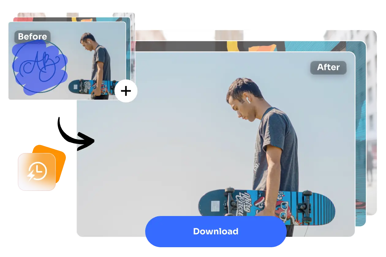 batch watermark removal from a skateboarder's photo